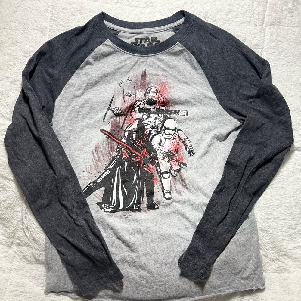Boys Star Wars Dark Gray and Light Gray Long Sleeve Tee Sz XL